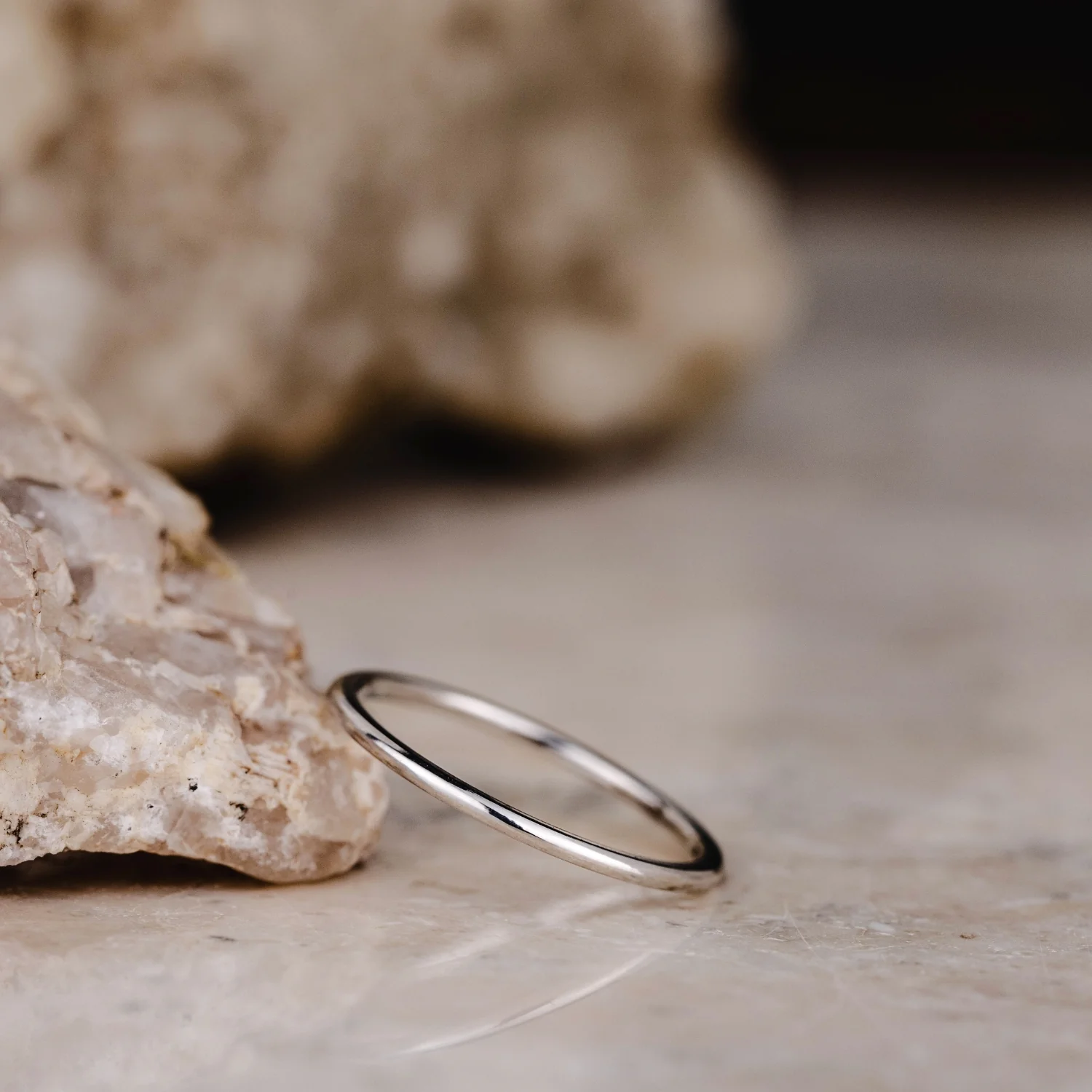 The Meridian | 1mm Women's White Gold Stacking Ring - Image 4