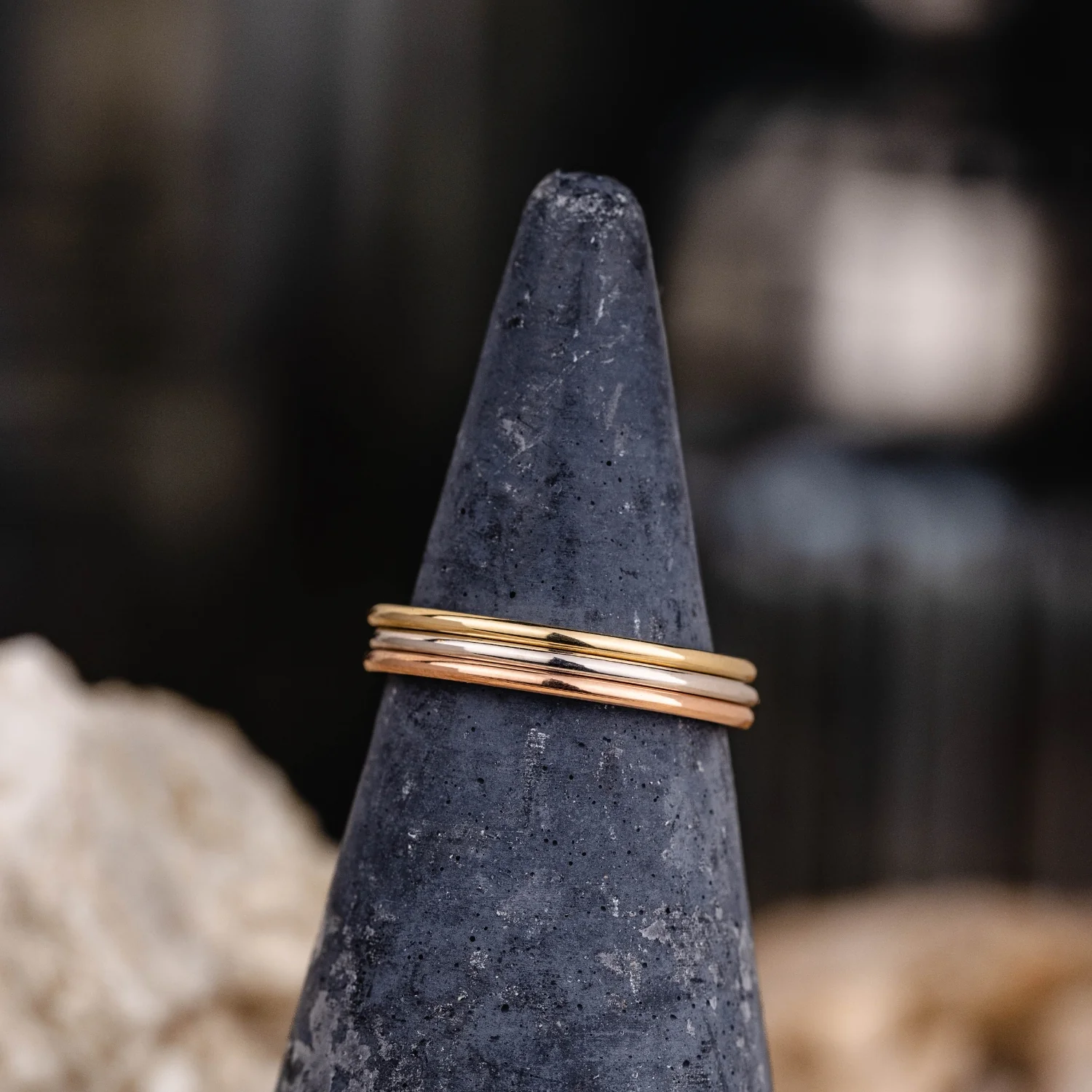The Meridian | 1mm Women's White Gold Stacking Ring - Image 5