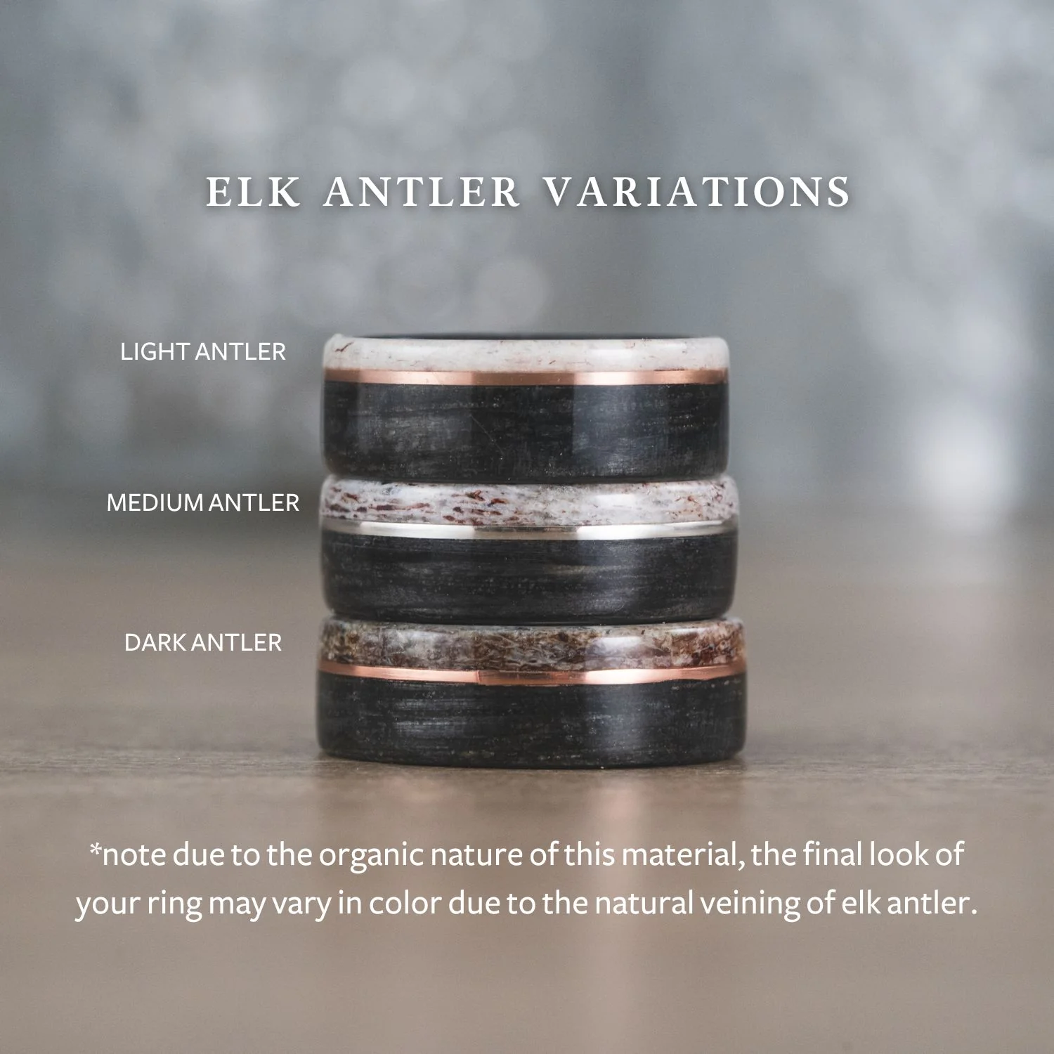 The Marksman | Men's Gold Wedding Band with Elk Antler - Image 8